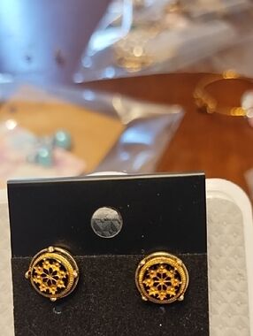 Gold Floral Filigree Stud Earrings